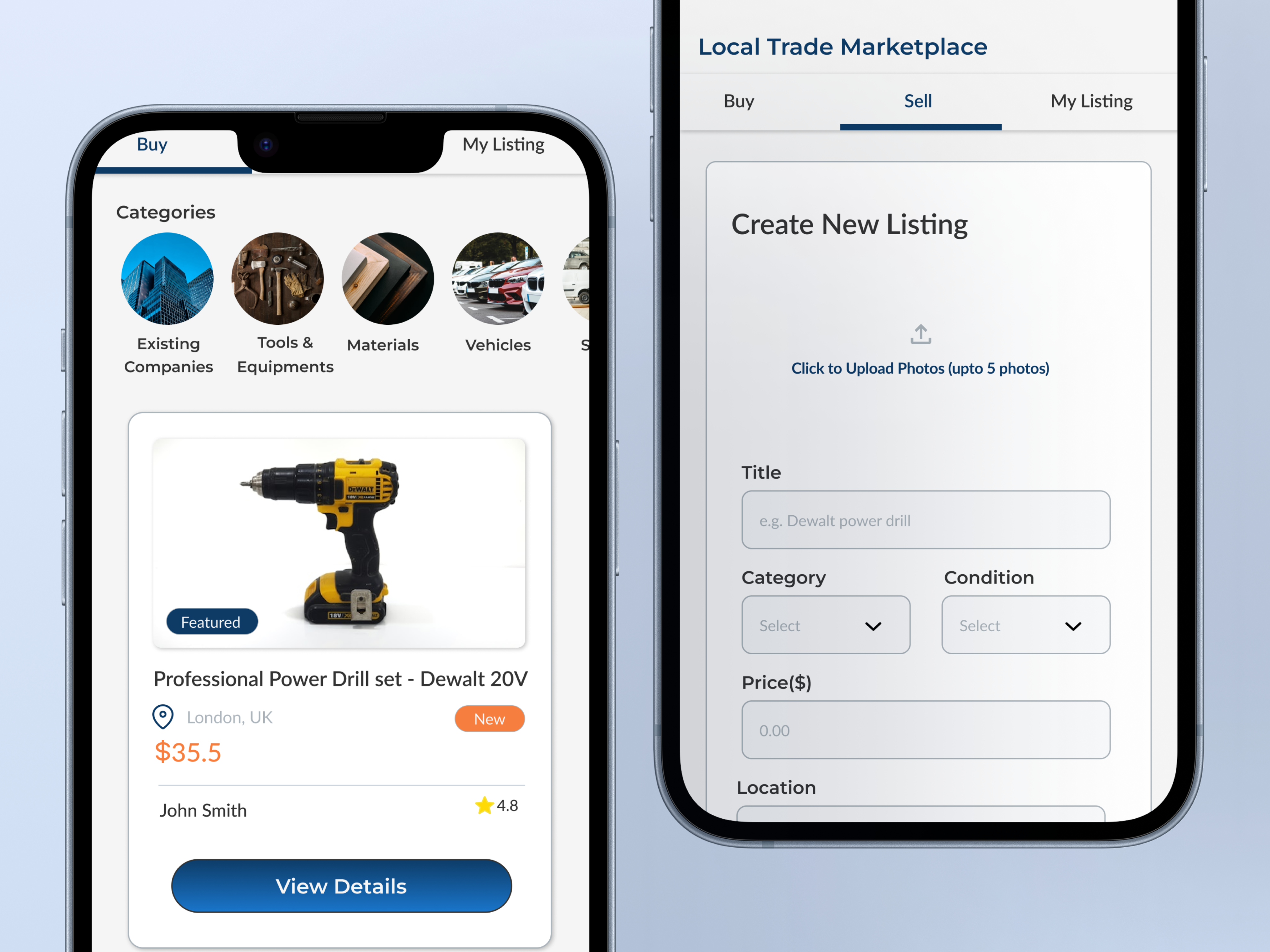 Local Trade App Screen